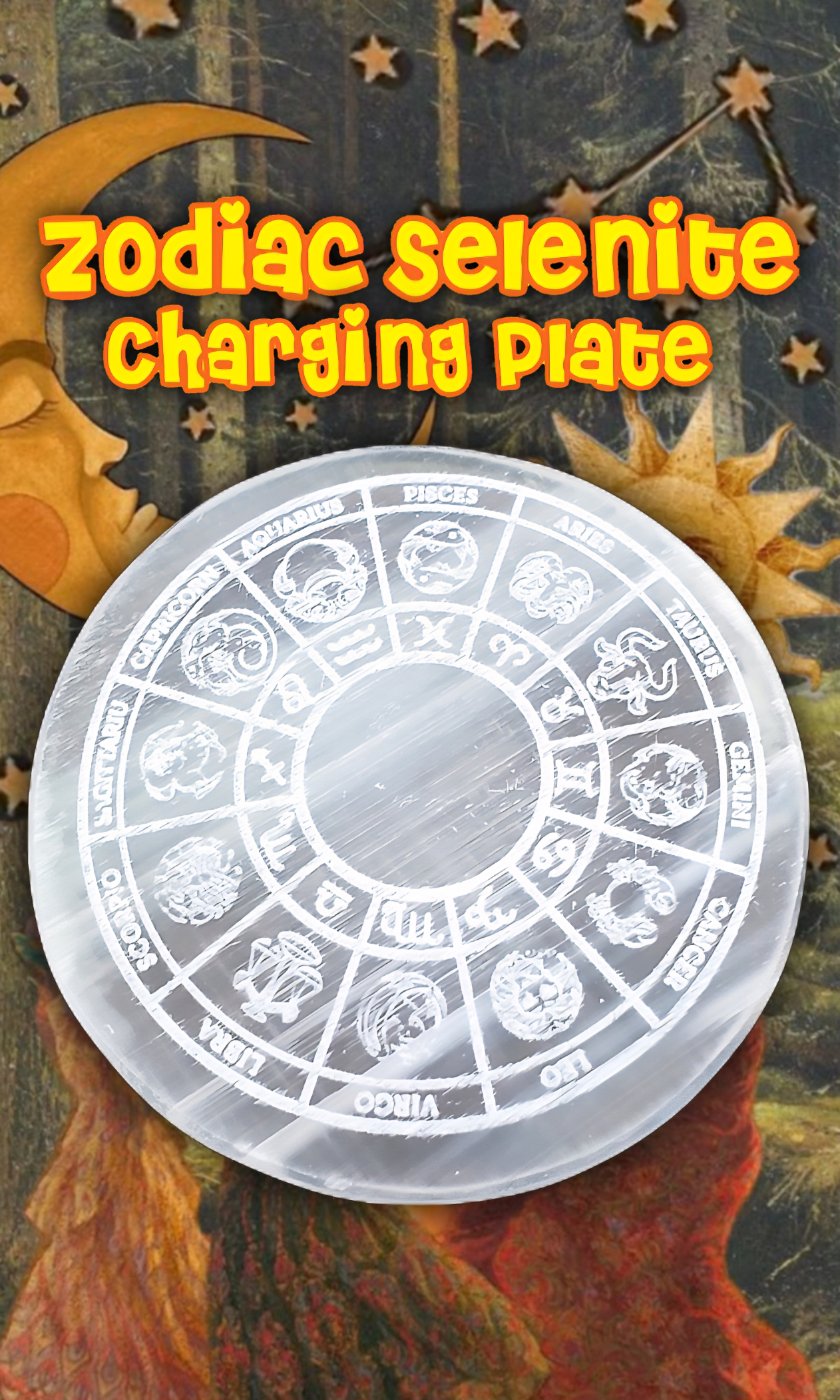 🔮zodiac astrology selenite charging plate🔮