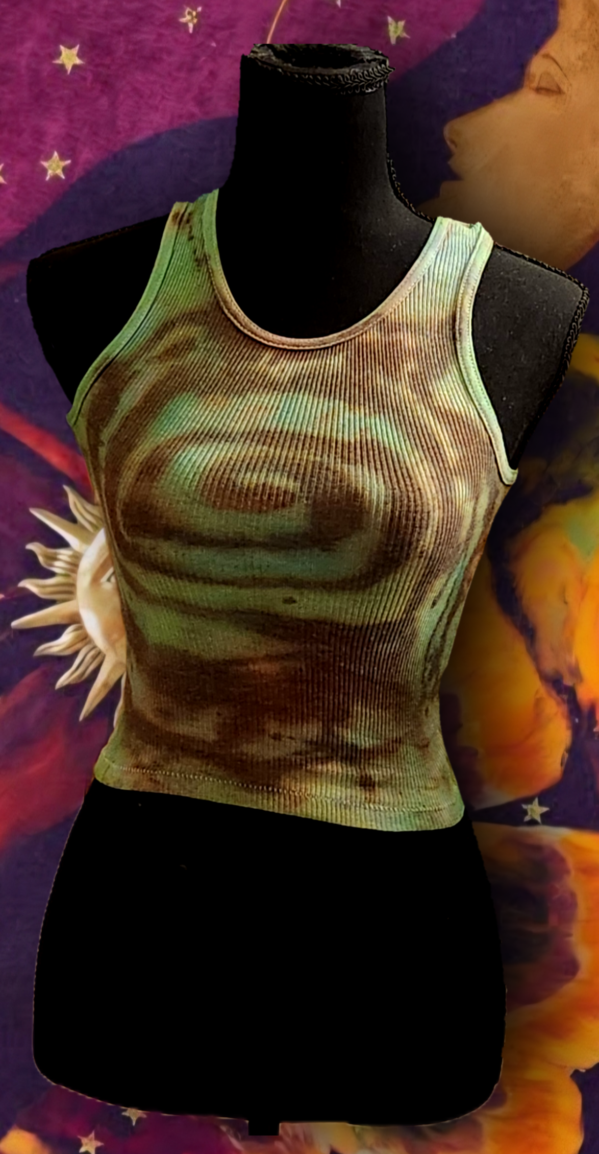 ꩜ fitted upcycled spiral tie dye hand dyed tank ꩜
