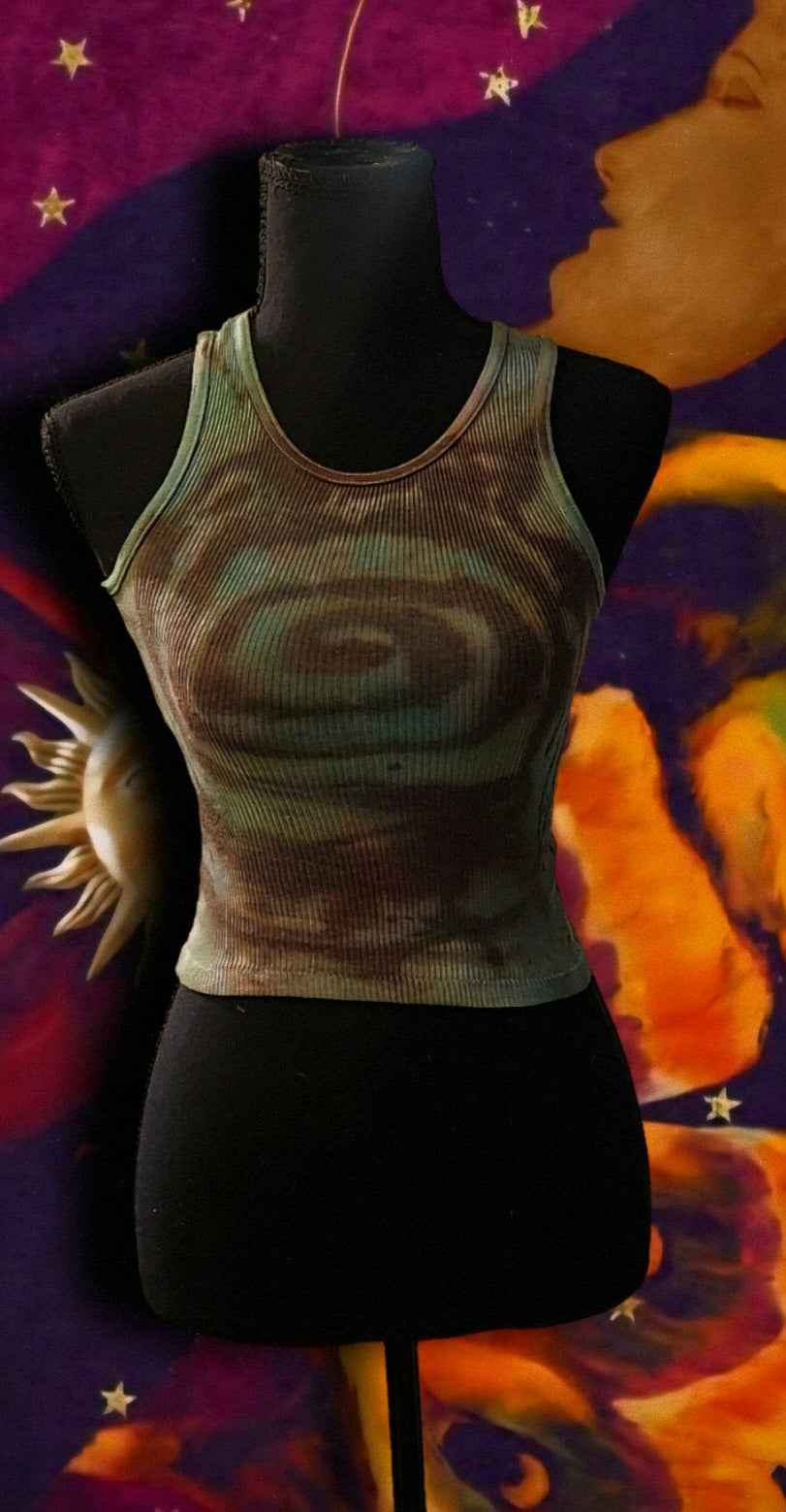 ꩜ fitted upcycled spiral tie dye hand dyed tank ꩜