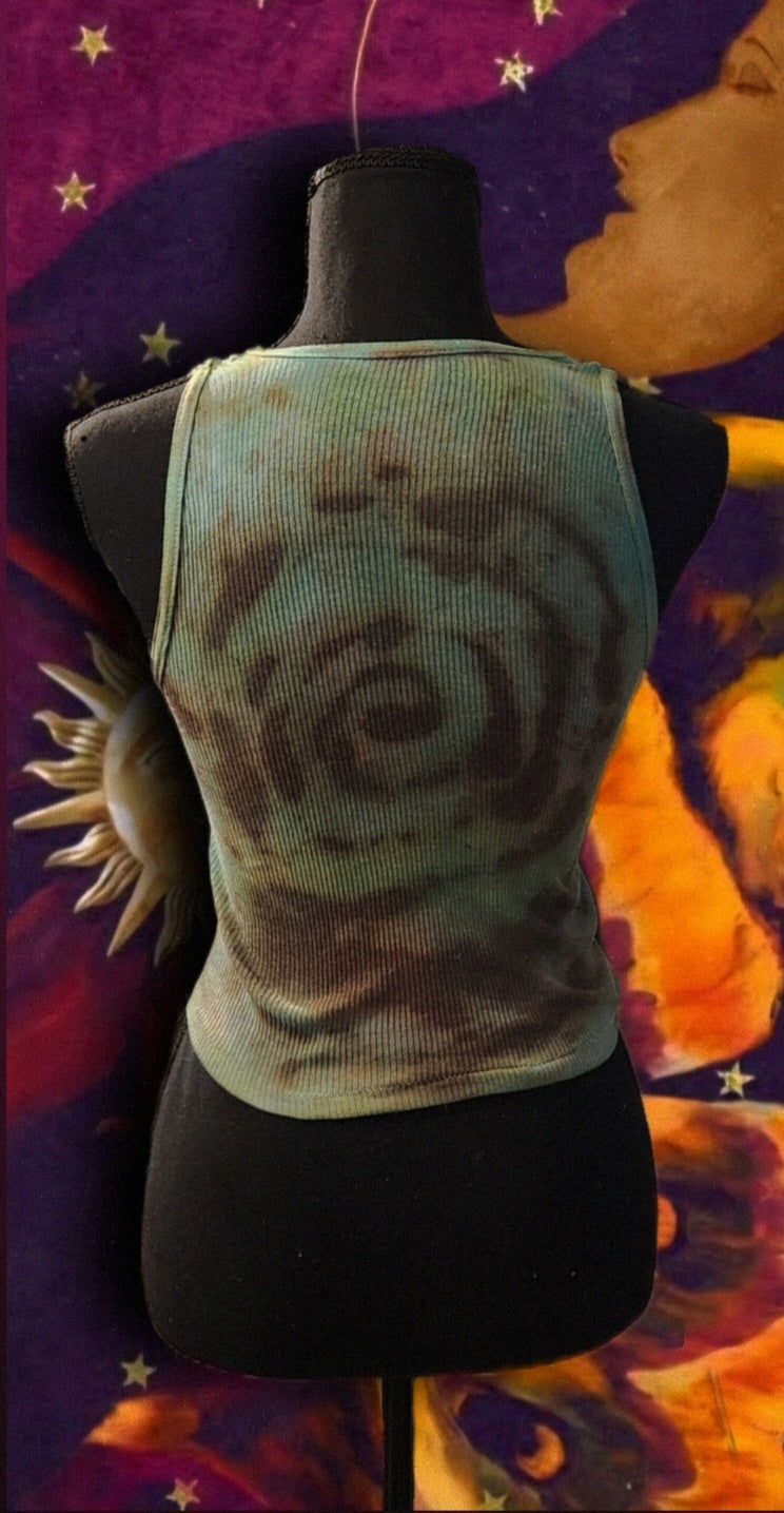 ꩜ fitted upcycled spiral tie dye hand dyed tank ꩜